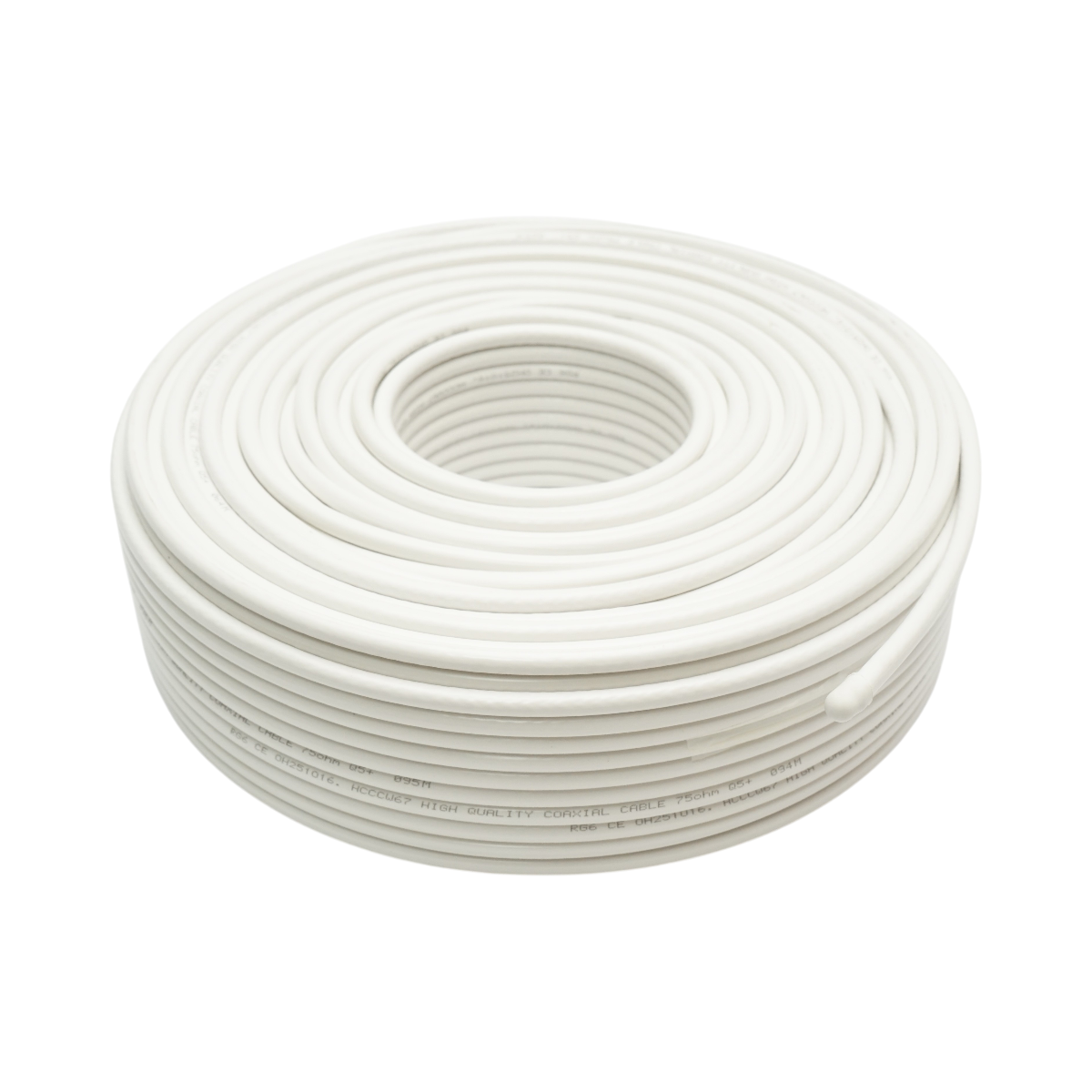 Cablu coaxial RG6 CCTV 1mm cupru, 75 Ohm, PVC alb 100m/rola Q5+