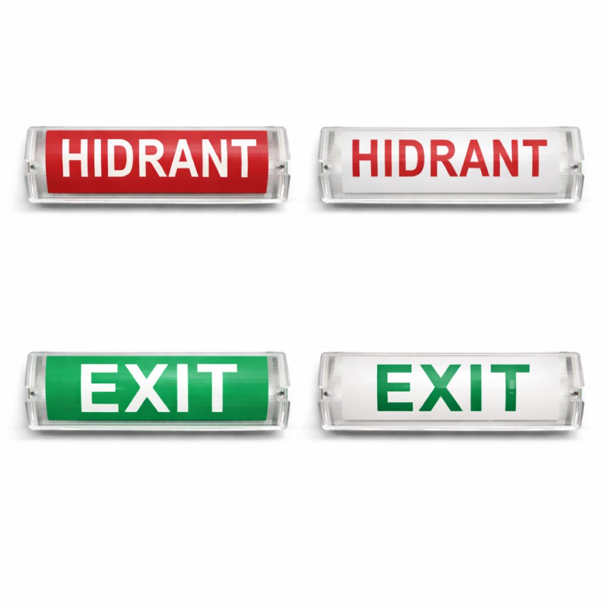 Lampa iluminat indicator LED EXIT HIDRANT 220V, 8W, baterie 1200mAh, autonomie 3 ore, montaj aplicat, 4 pictograme incluse IP65