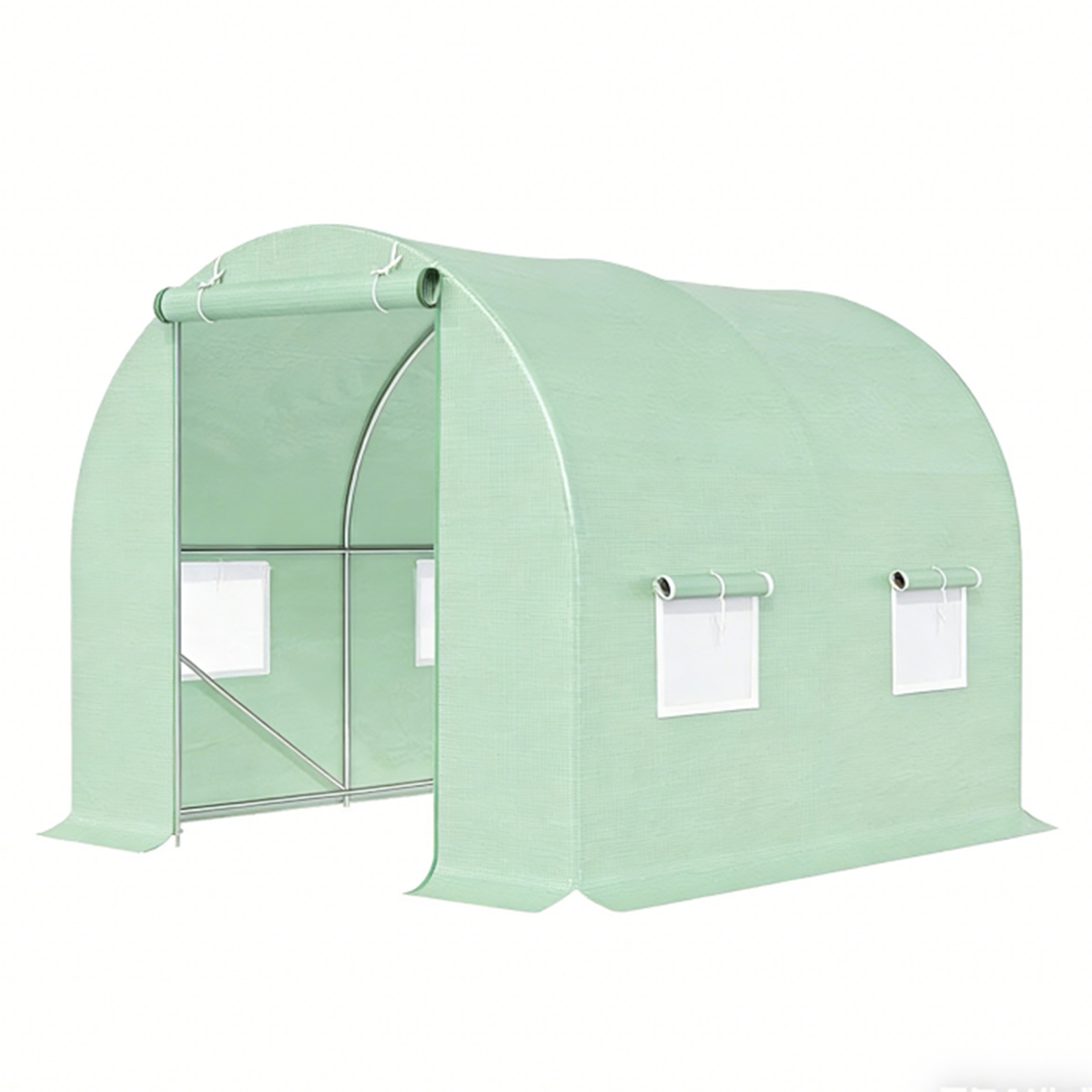 Solar de gradina 200x200x200cm, folie verde PE cu plasa 140g/mp UV, 1 usa, 4 ferestre, teava otel galvanizat 19mm THOR - imagine 5