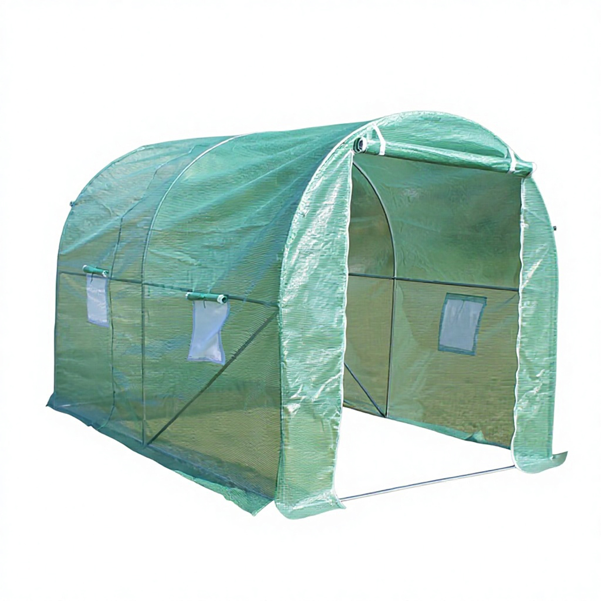 Solar de gradina 200x200x200cm, folie verde PE cu plasa 140g/mp UV, 1 usa, 4 ferestre, teava otel galvanizat 19mm THOR - imagine 2