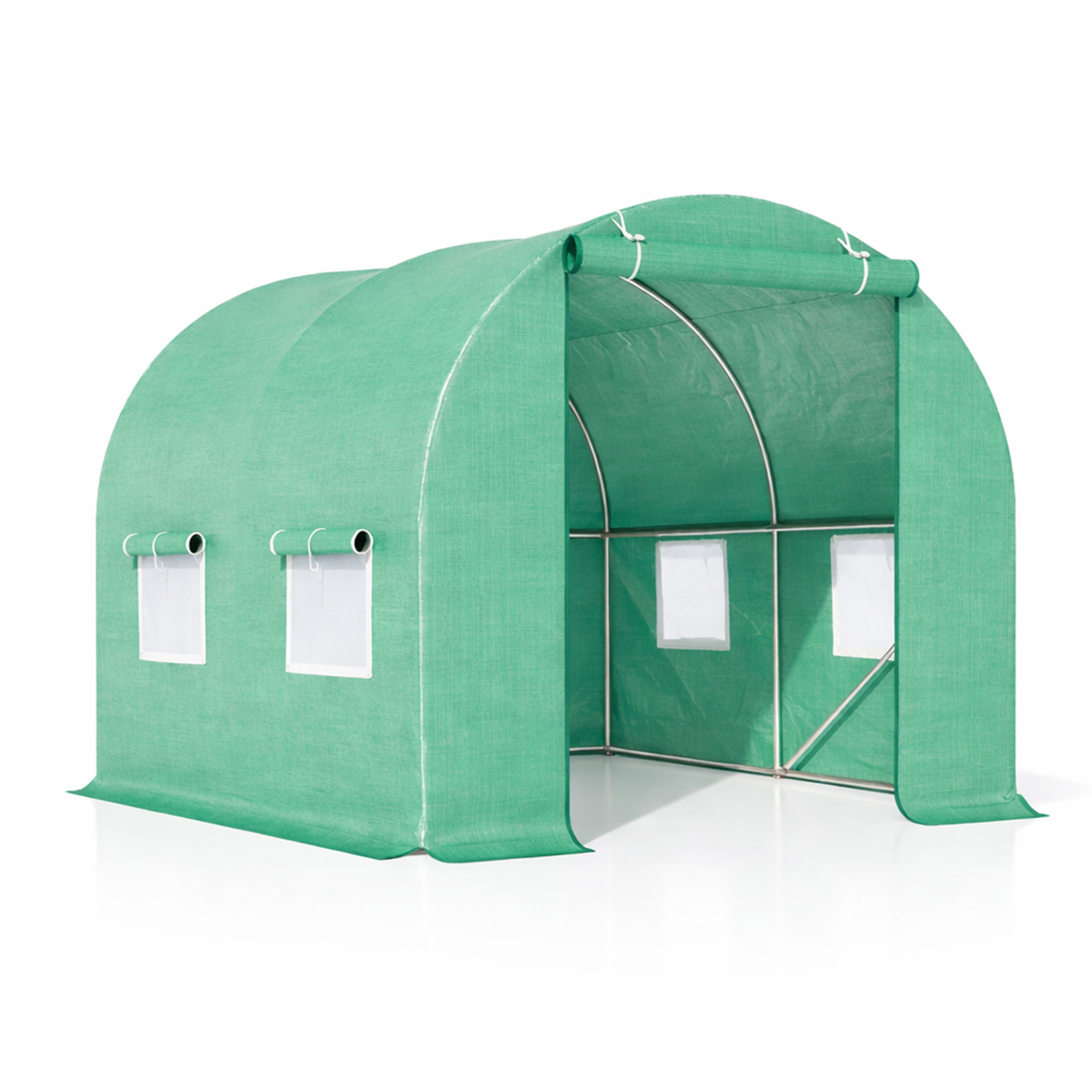 Solar de gradina 200x200x200cm, folie verde PE cu plasa 140g/mp UV, 1 usa, 4 ferestre, teava otel galvanizat 19mm THOR - imagine 4