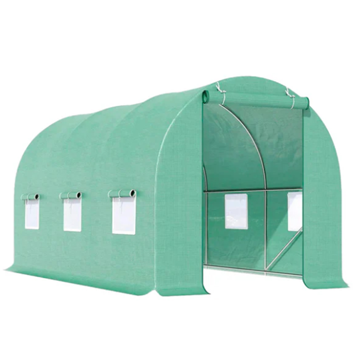 Solar de gradina 300x200x200cm, folie verde PE cu plasa 140g/mp UV, 1 usa, 6 ferestre, teava otel galvanizat 19mm THOR - imagine 2