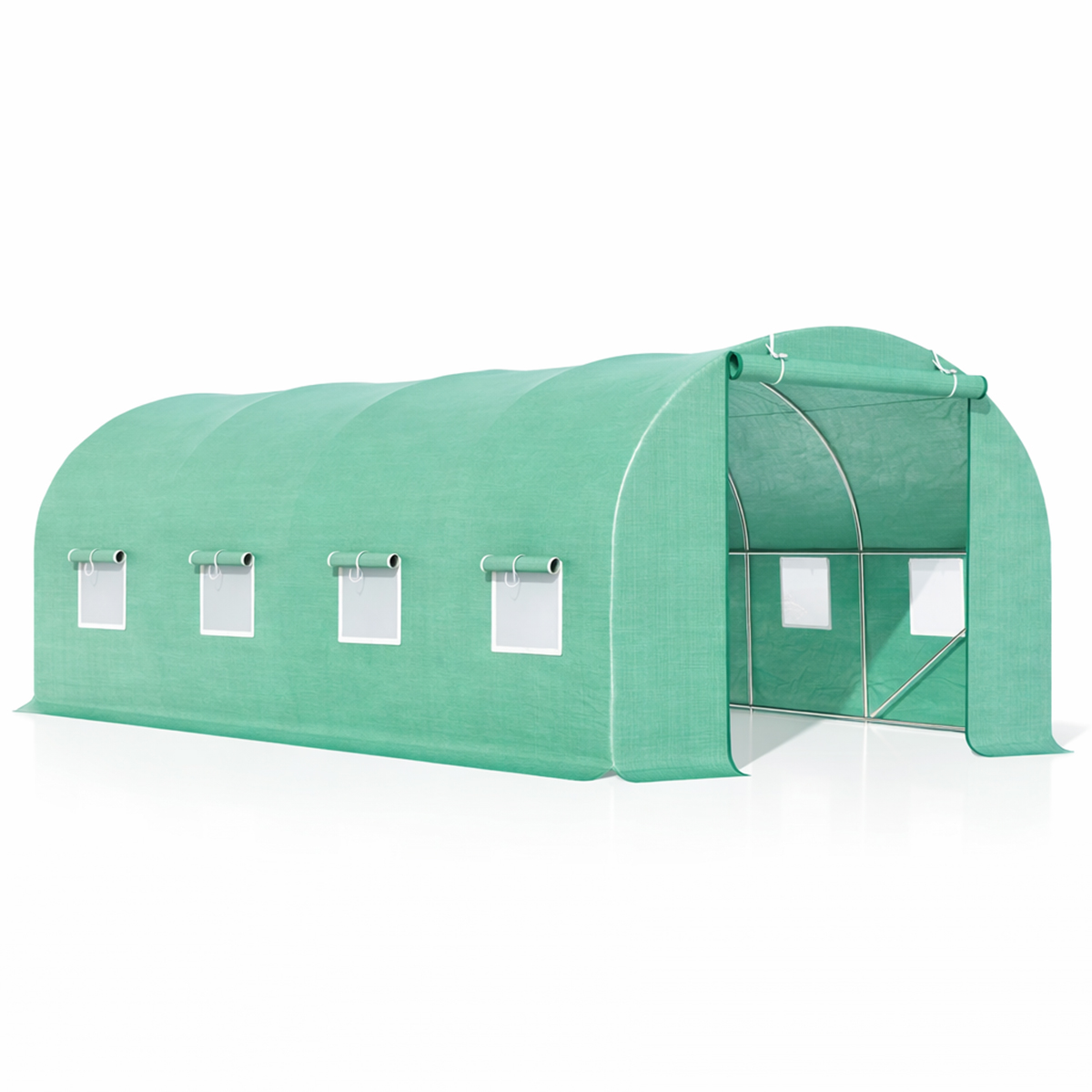 Solar de gradina 400x300x200cm, folie verde PE cu plasa 140g/mp UV, 1 usa, 8 ferestre, teava otel galvanizat 19mm THOR - imagine 2