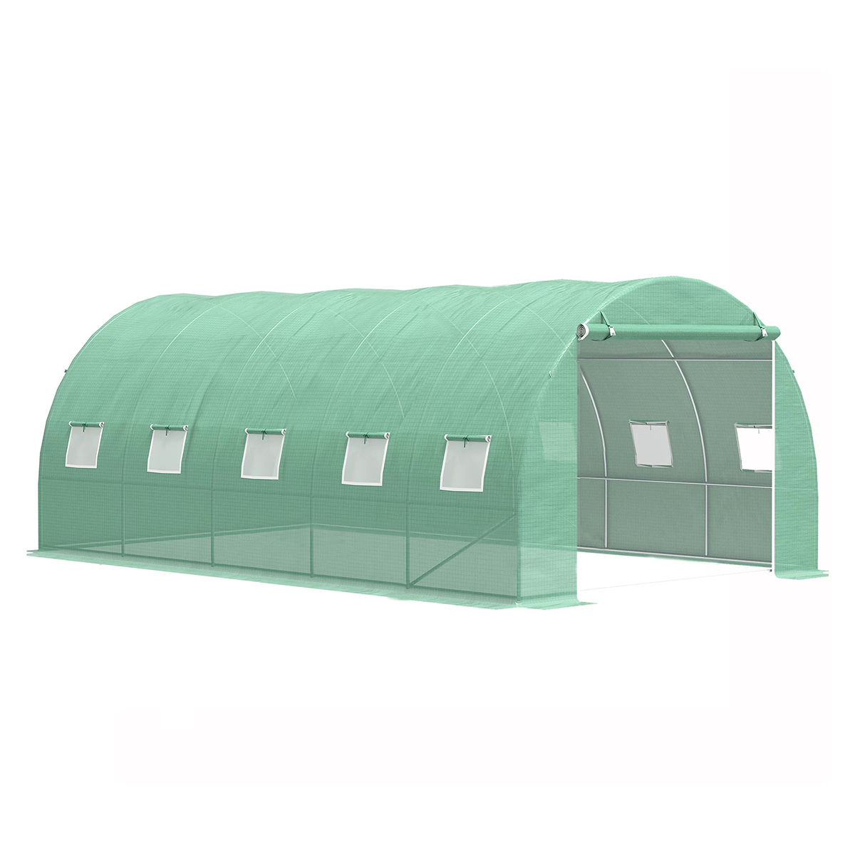 Solar de gradina 500x300x200cm, folie verde PE cu plasa 140g/mp UV, 1 usa, 10 ferestre, teava otel galvanizat 19mm THOR - imagine 3