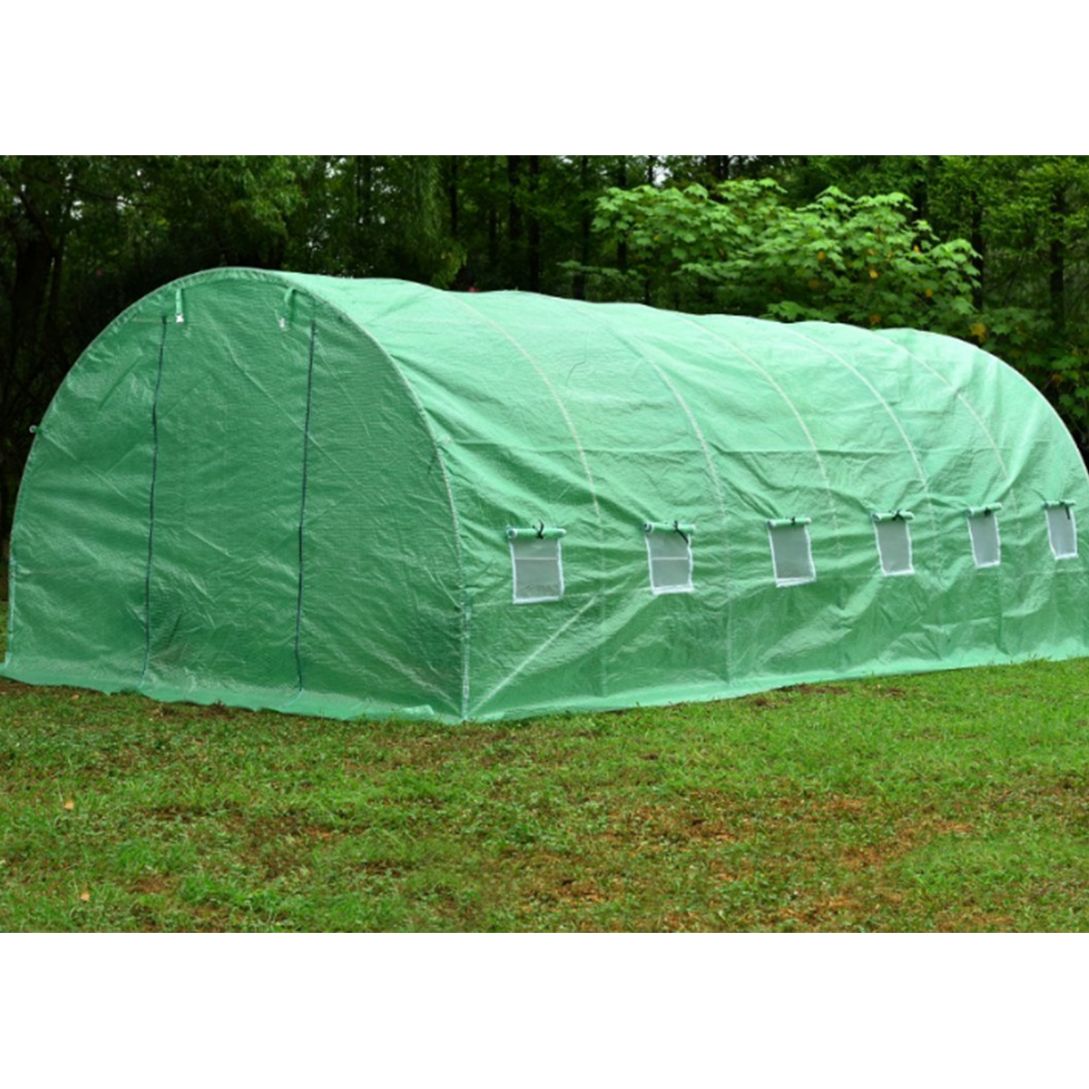 Solar de gradina 500x300x200cm, folie verde PE cu plasa 140g/mp UV, 1 usa, 10 ferestre, teava otel galvanizat 19mm THOR - imagine 7