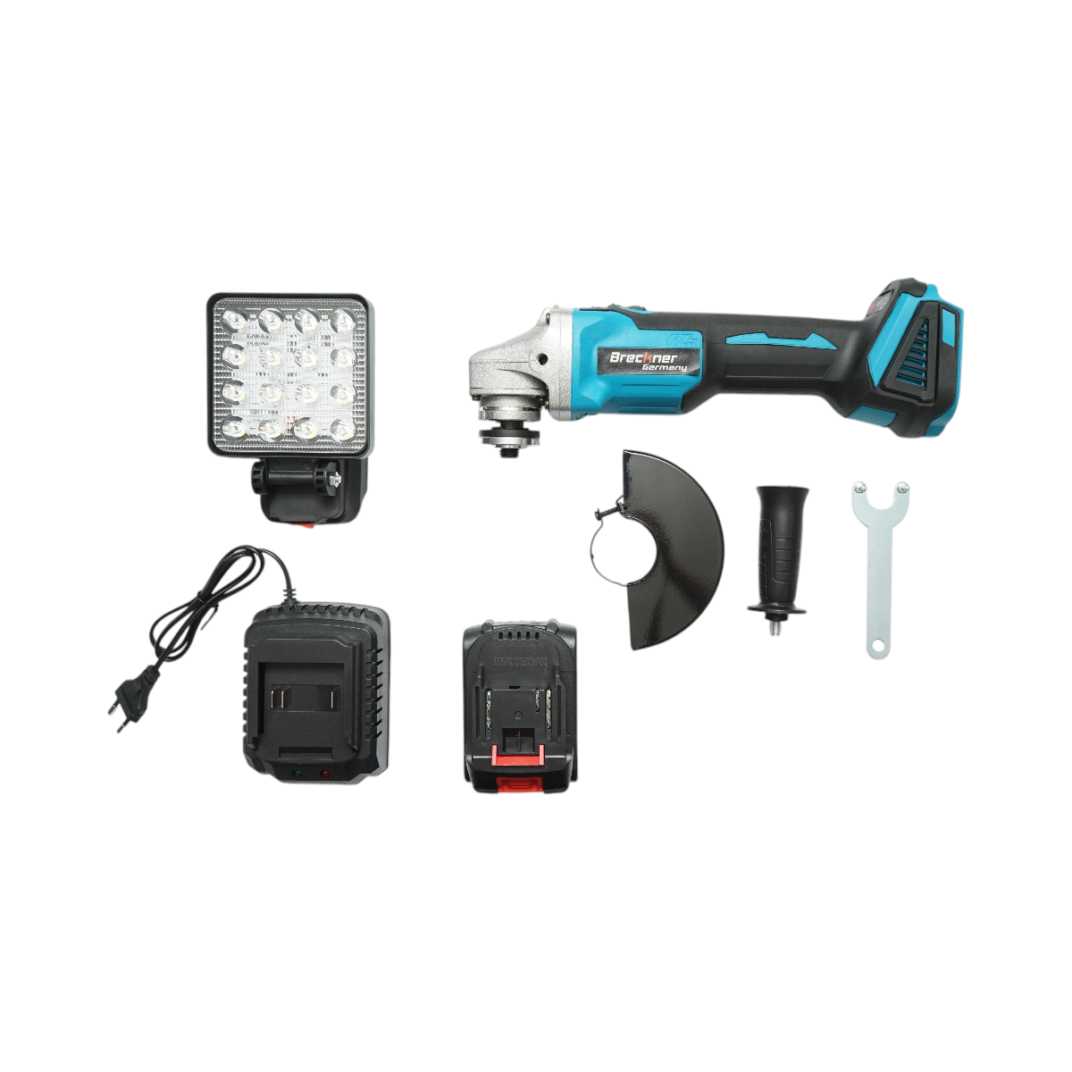 Polizor unghiular cu acumulator 21V, 4Ah Li-ion, disc 125mm, motor fara perii (brushless), proiector LED inclus Breckner Germany - imagine 5