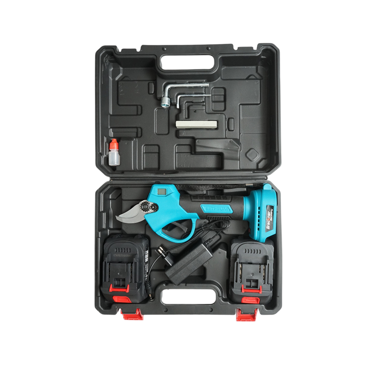 Foarfeca electrica de gradina cu 2 acumulatori 36V, 2Ah Li-Ion, 100W, afisaj digital, diametru taiere 0-25mm Breckner Germany - imagine 3