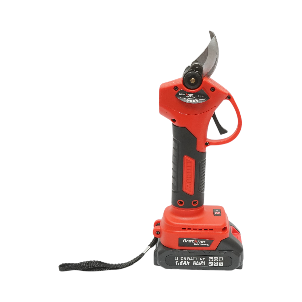 Foarfeca electrica de gradina cu 2 acumulatori 36V, 1.5Ah Li-Ion, 100W, diametru taiere 0-25mm, buton siguranta Breckner Germany - imagine 5