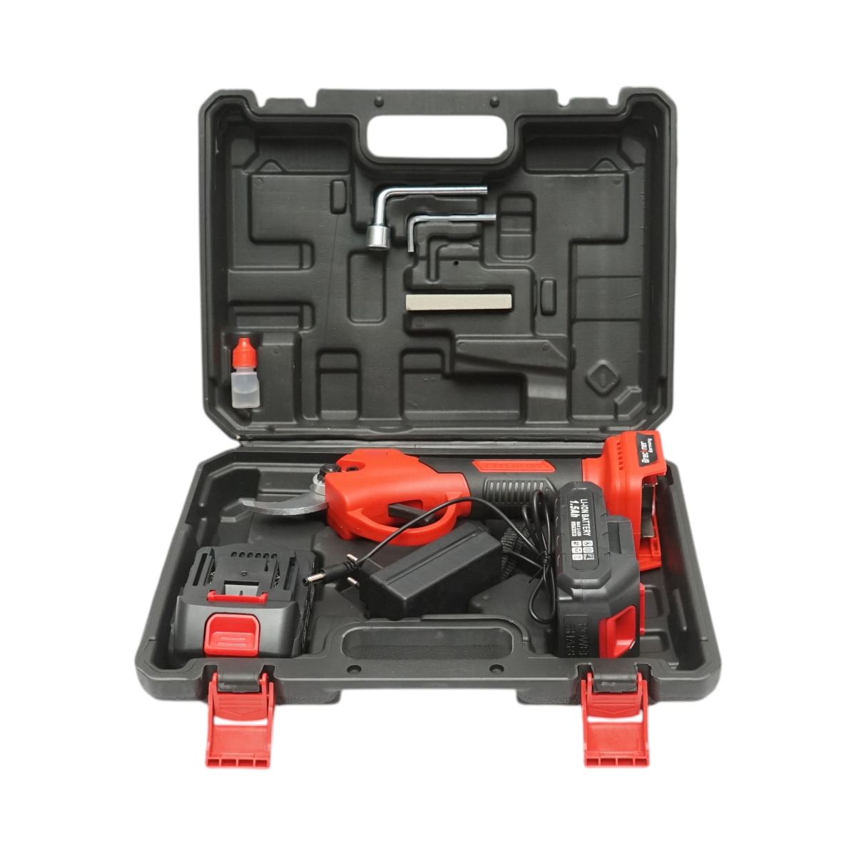 Foarfeca electrica de gradina cu 2 acumulatori 36V, 1.5Ah Li-Ion, 100W, diametru taiere 0-25mm, buton siguranta Breckner Germany - imagine 2