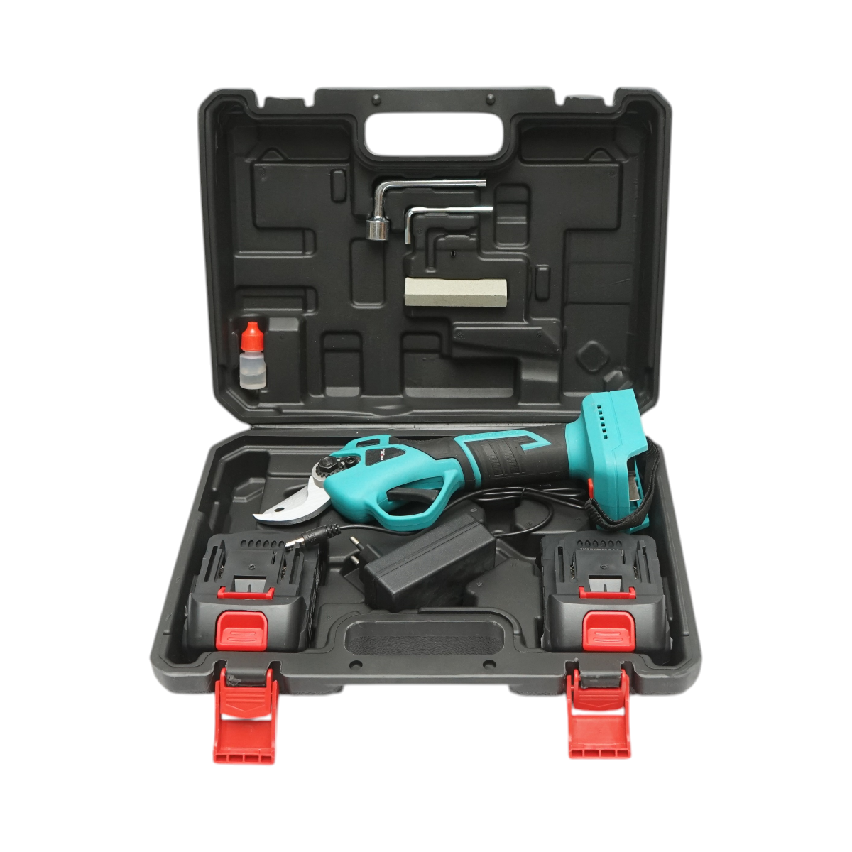 Foarfeca electrica de gradina cu 2 acumulatori 21V, 1.5Ah Li-Ion, brushless, diametru taiere 0-25mm, buton siguranta Breckner Germany - imagine 2