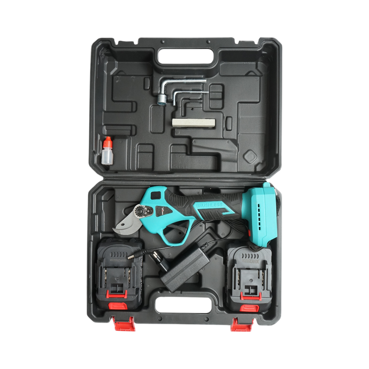 Foarfeca electrica de gradina cu 2 acumulatori 21V, 1.5Ah Li-Ion, brushless, diametru taiere 0-25mm, buton siguranta Breckner Germany - imagine 3