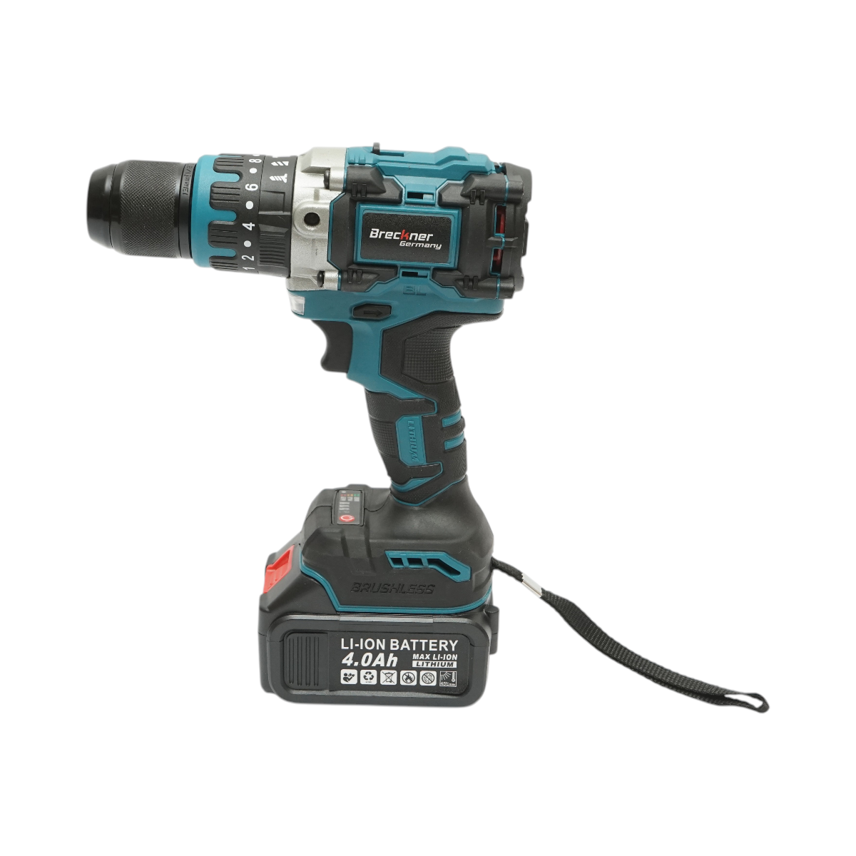 Masina de gaurit si insurubat cu percutie, 2 acumulatori 21V, 4Ah Li-ion, LED, brushless, 65Nm, mandrina 13mm, 0-400/1400rpm Breckner Germany - imagine 5