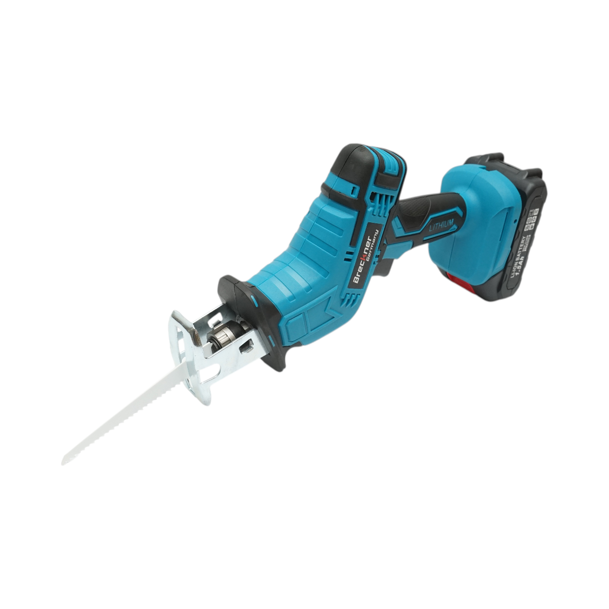 Fierastrau electric tip sabie cu 2 acumulatori 21V, 1.5Ah Li-ion, LED, cursa 20mm, 0-3000rpm, 3 panze pentru lemn, metal, plastic Breckner Germany - imagine 8