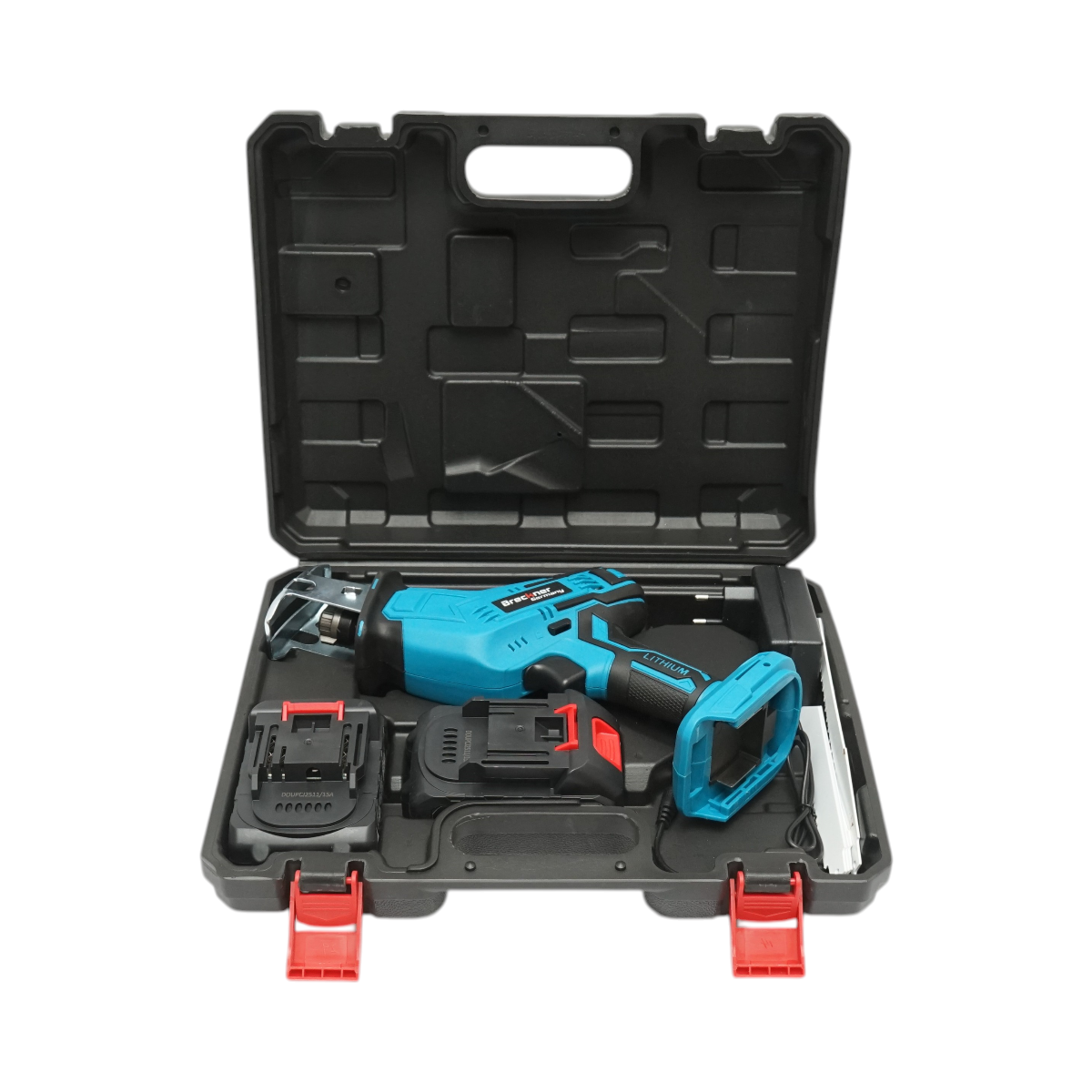 Fierastrau electric tip sabie cu 2 acumulatori 21V, 1.5Ah Li-ion, LED, cursa 20mm, 0-3000rpm, 3 panze pentru lemn, metal, plastic Breckner Germany - imagine 2