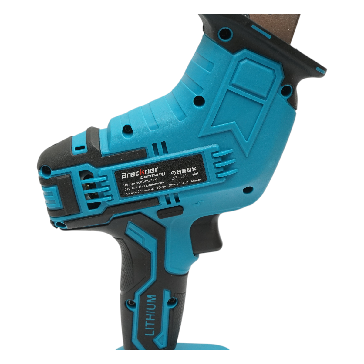 Fierastrau electric tip sabie cu 2 acumulatori 21V, 1.5Ah Li-ion, LED, cursa 20mm, 0-3000rpm, 3 panze pentru lemn, metal, plastic Breckner Germany - imagine 11