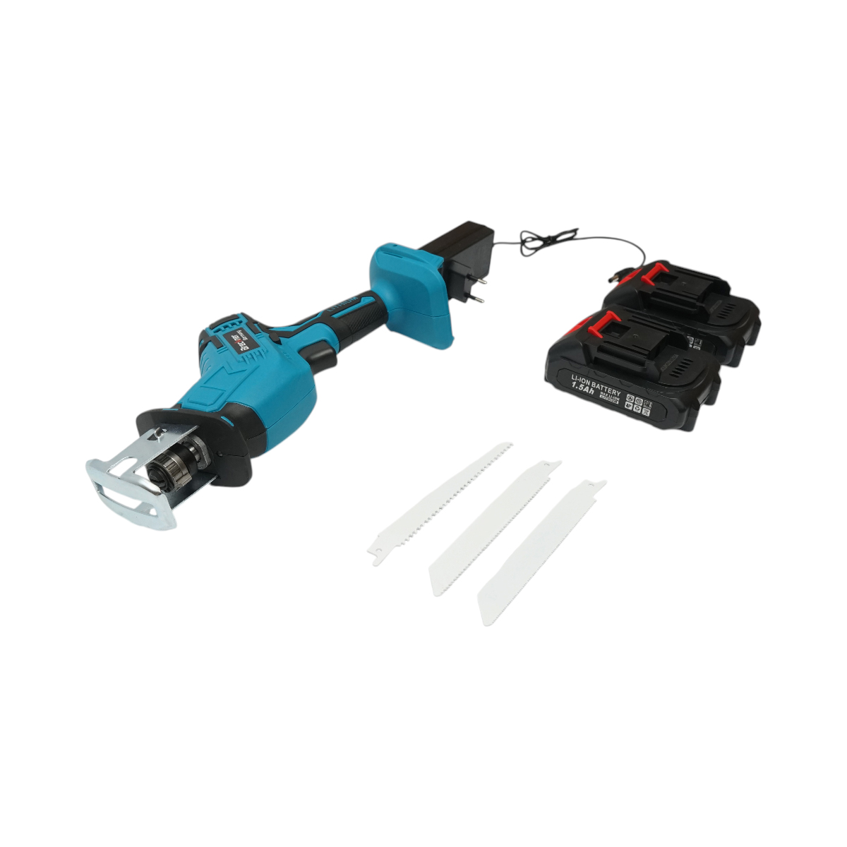 Fierastrau electric tip sabie cu 2 acumulatori 21V, 1.5Ah Li-ion, LED, cursa 20mm, 0-3000rpm, 3 panze pentru lemn, metal, plastic Breckner Germany - imagine 4
