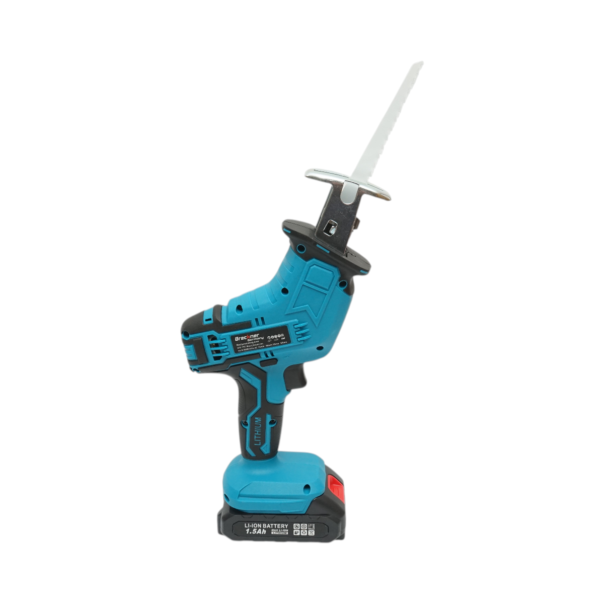 Fierastrau electric tip sabie cu 2 acumulatori 21V, 1.5Ah Li-ion, LED, cursa 20mm, 0-3000rpm, 3 panze pentru lemn, metal, plastic Breckner Germany - imagine 7