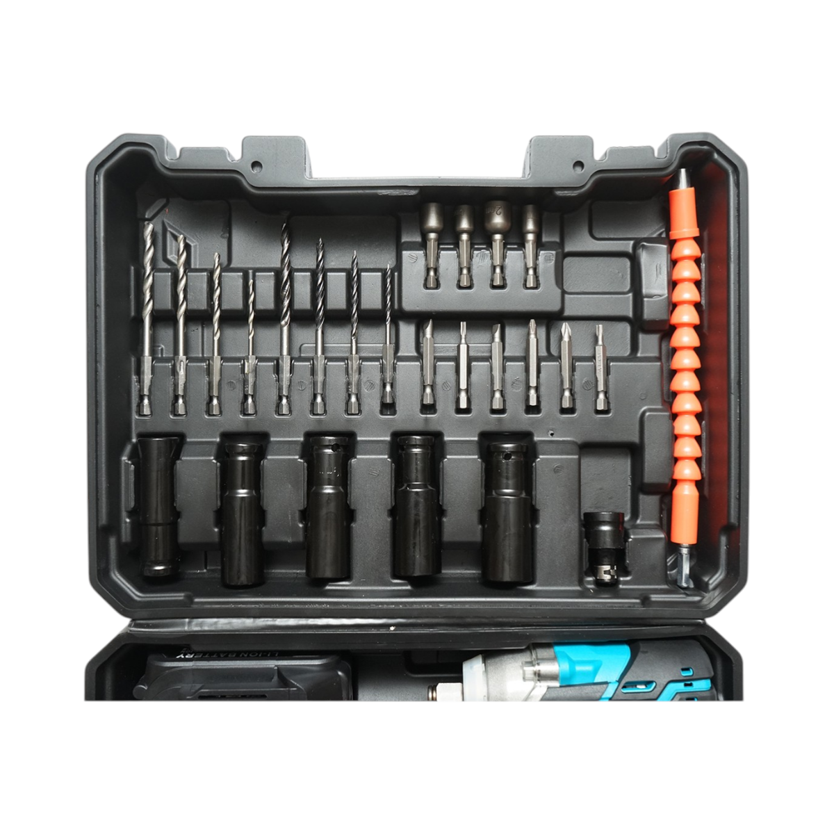Masina de insurubat cu impact 1/2 inch, 2 acumulatori 21V, 3Ah Li-ion, LED, brushless, cuplu 400Nm, tubulare, burghie, biti 31 piese Breckner Germany - imagine 5