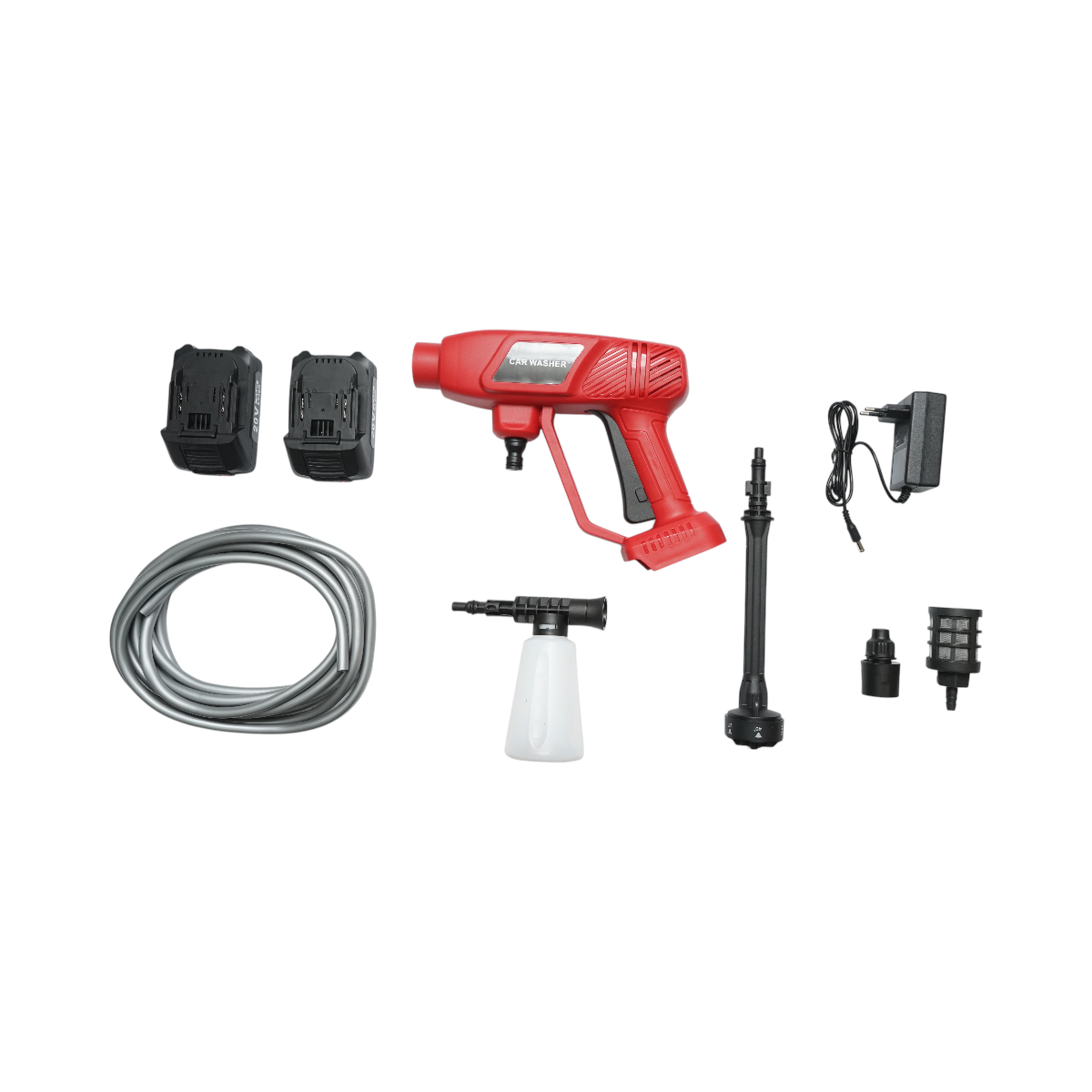 Aparat de spalat cu presiune portabil cu 2 acumulatori 20V, 2Ah Li-ion, 180W, 10 bar, debit 3 L/min, cap rotativ 6 functii, rezervor spuma 400ml - imagine 3