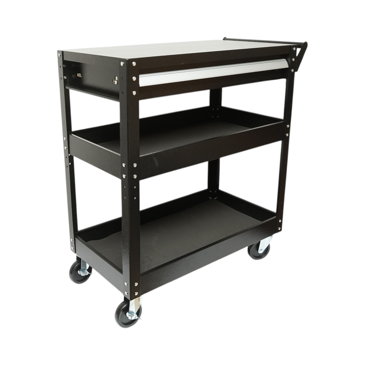 Carucior scule atelier metalic pe roti cu 3 rafturi si 1 sertar 775x410x895mm Breckner Germany - imagine 7