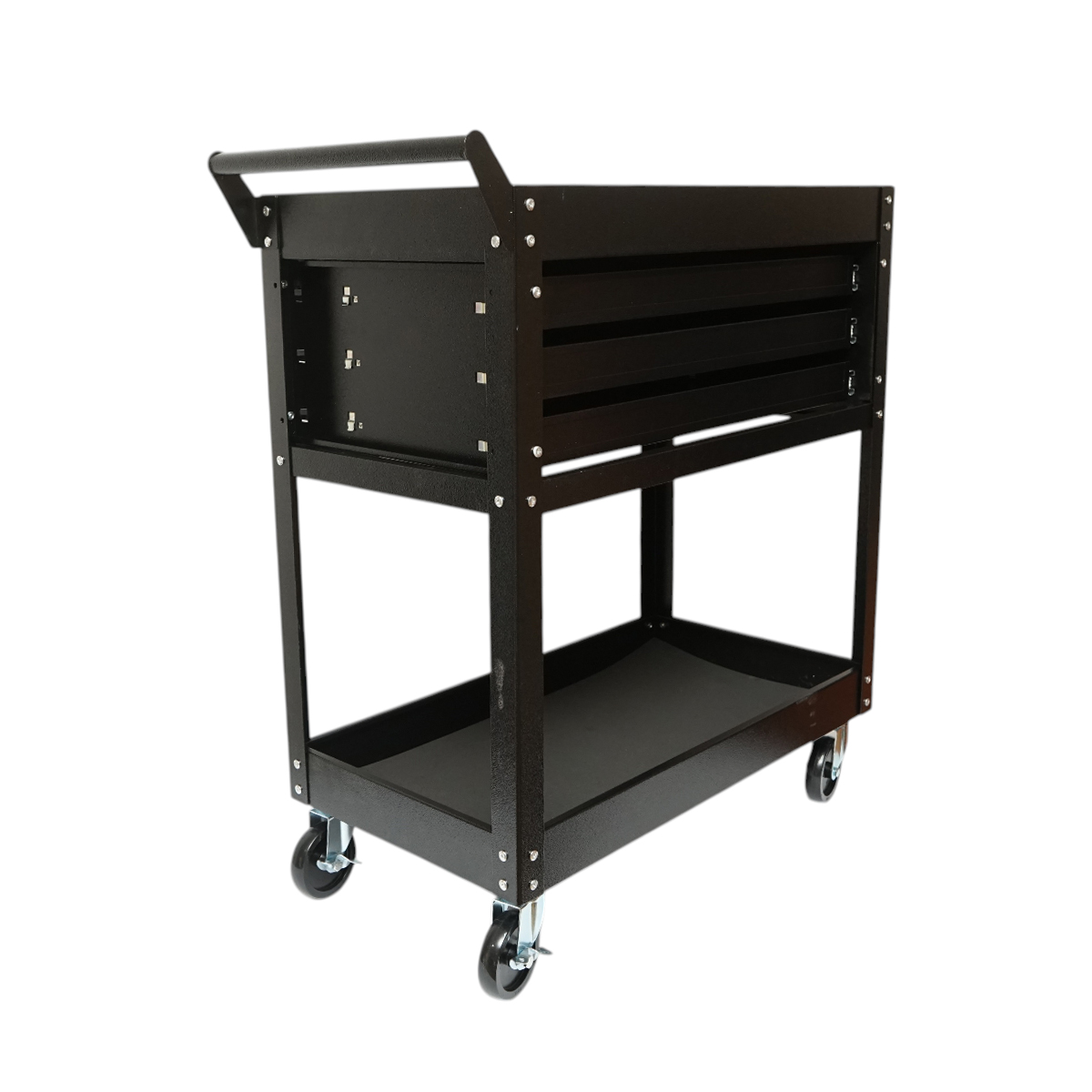 Carucior scule atelier metalic pe roti cu 2 rafturi si 3 sertare 775x410x895mm Breckner Germany - imagine 4