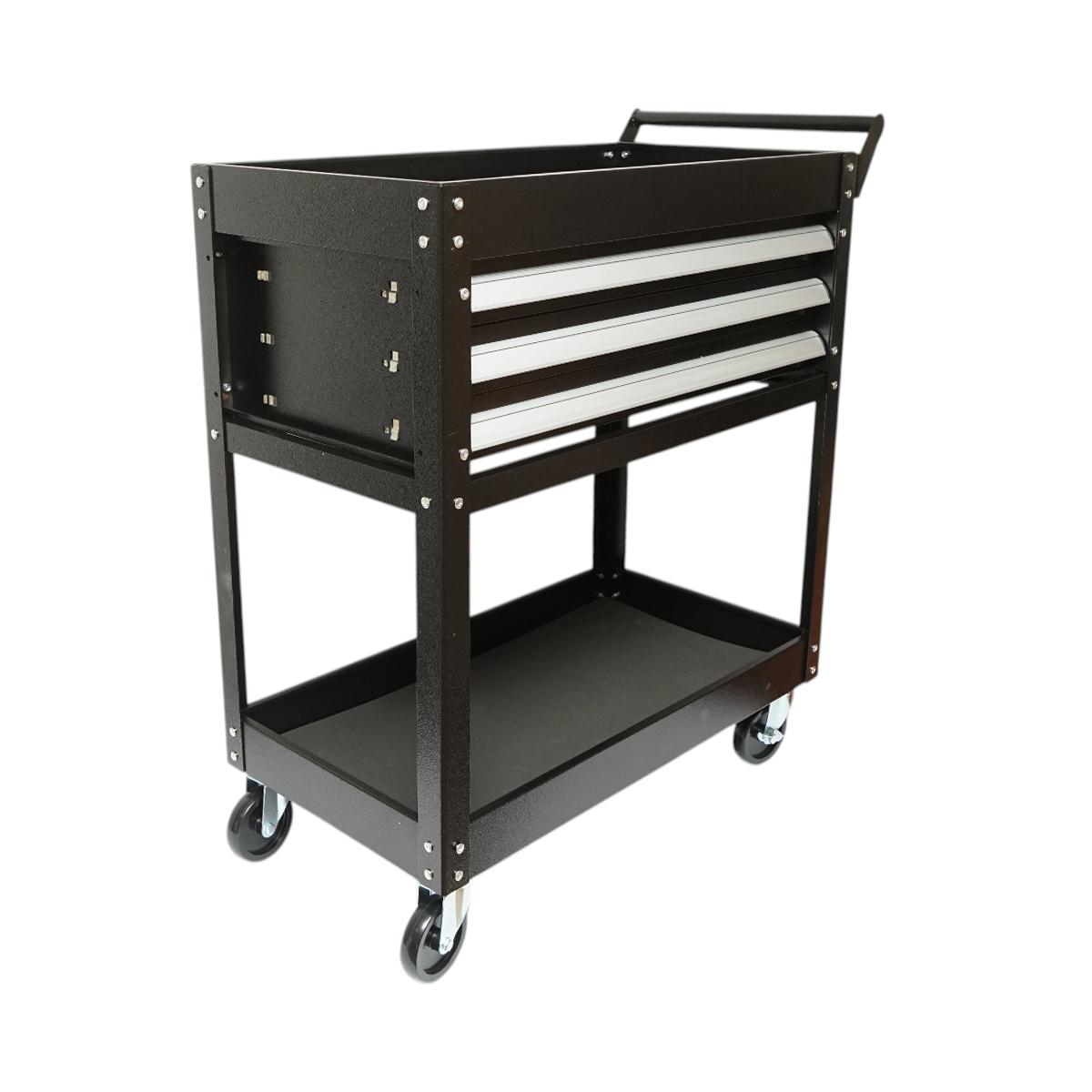 Carucior scule atelier metalic pe roti cu 2 rafturi si 3 sertare 775x410x895mm Breckner Germany - imagine 6