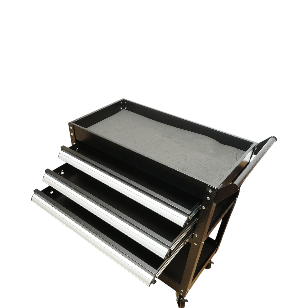 Carucior scule atelier metalic pe roti cu 2 rafturi si 3 sertare 775x410x895mm Breckner Germany - imagine 8