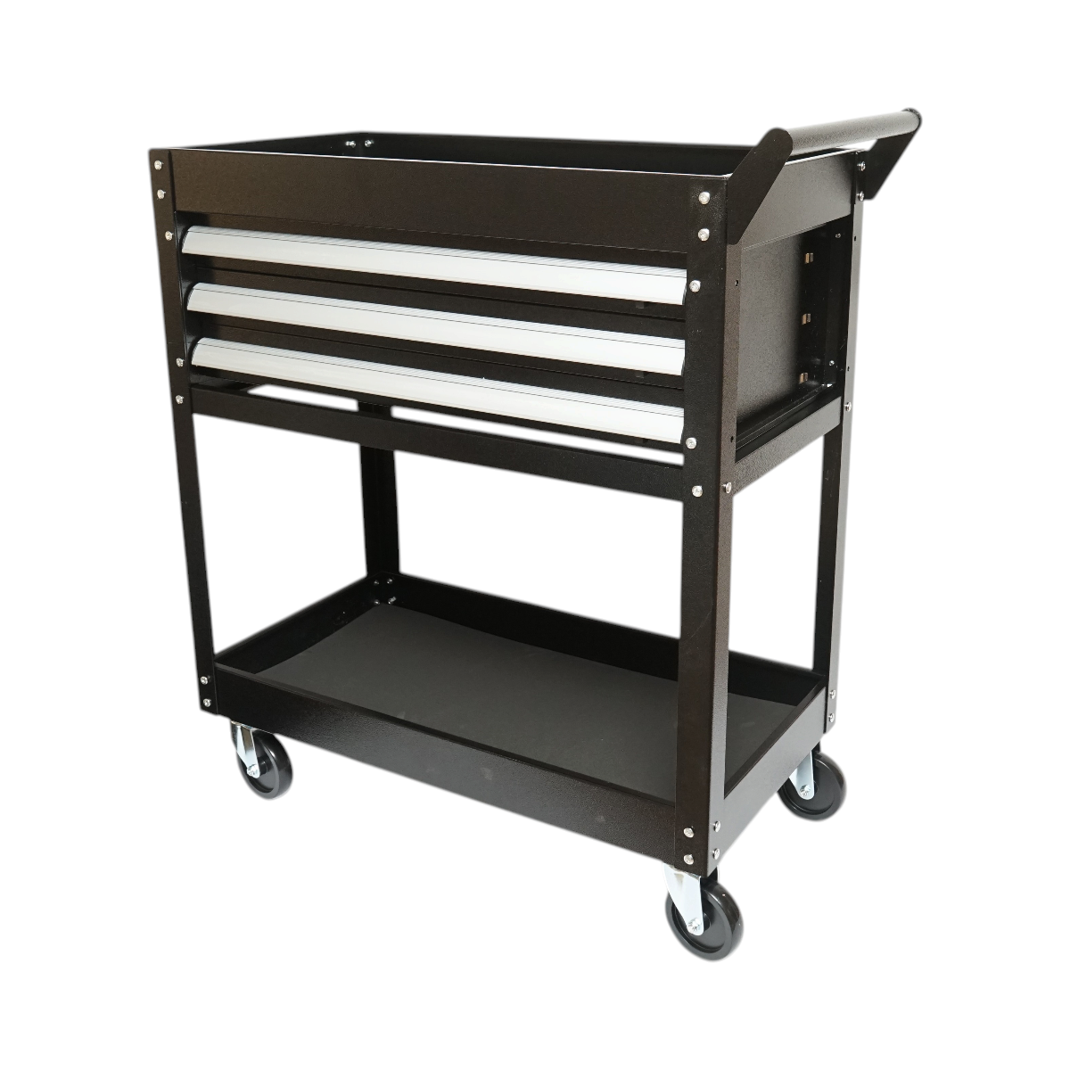 Carucior scule atelier metalic pe roti cu 2 rafturi si 3 sertare 775x410x895mm Breckner Germany