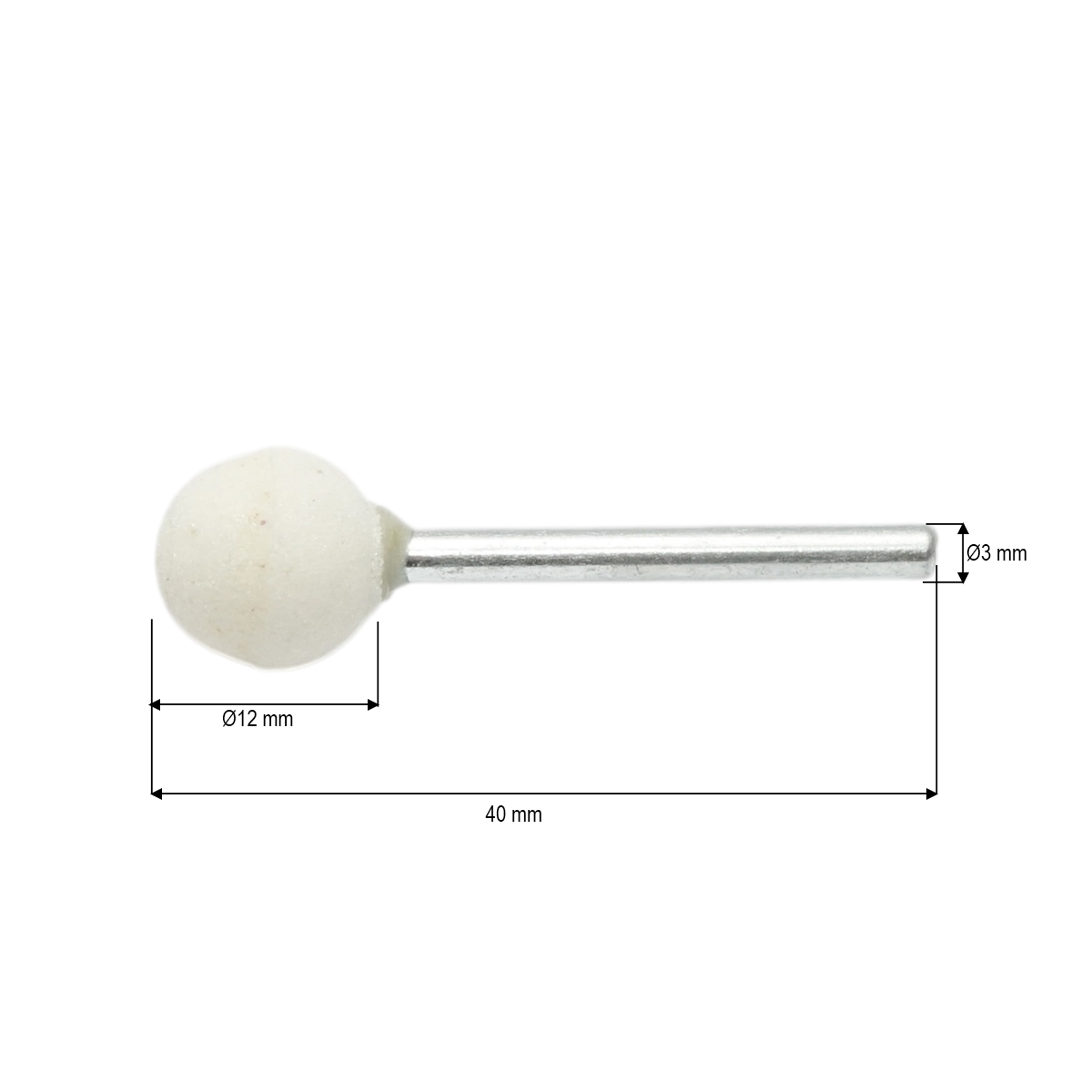 Piatra polizat anvelope abraziva sferica 12mm, tija 3mm - imagine 2