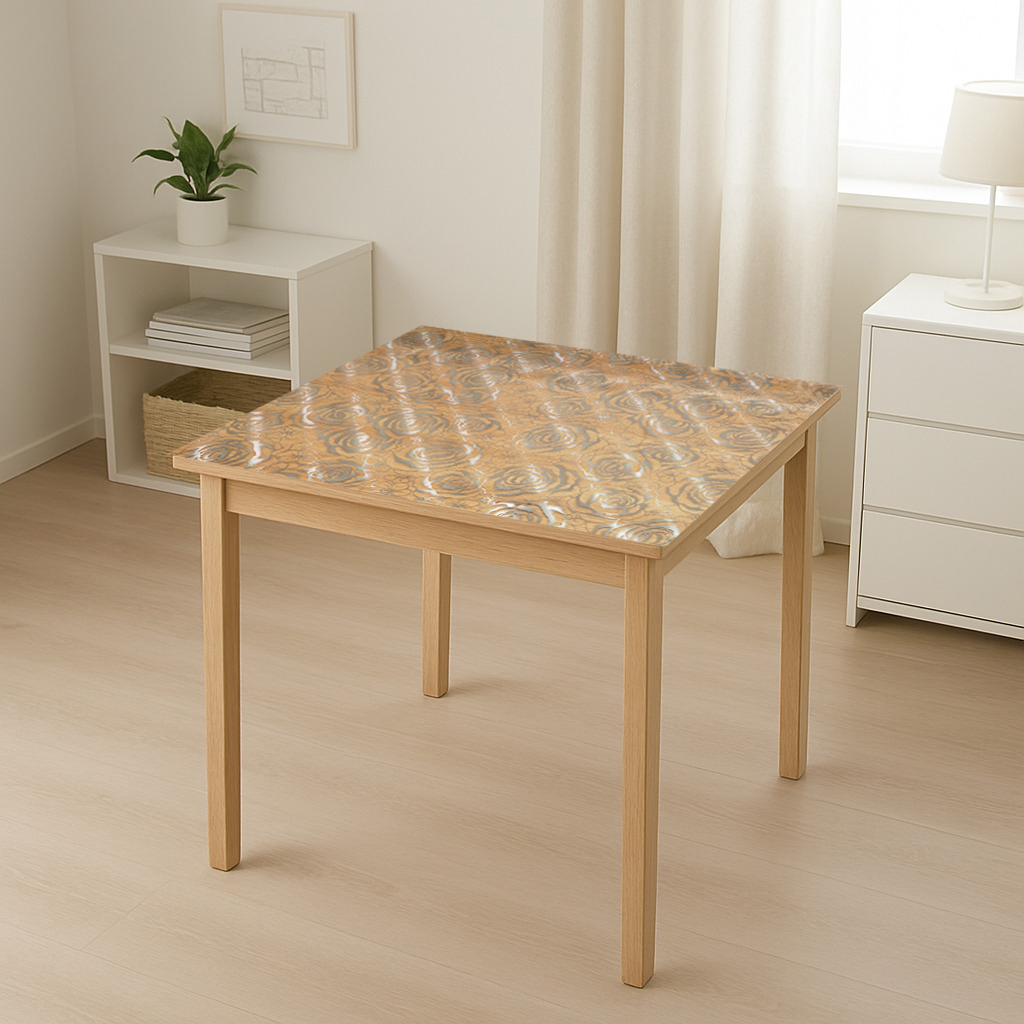 Folie protectie masa transparenta PVC siliconizat 100cm, grosime 1.2mm, model trandafiri 20m/rola Breckner Germany