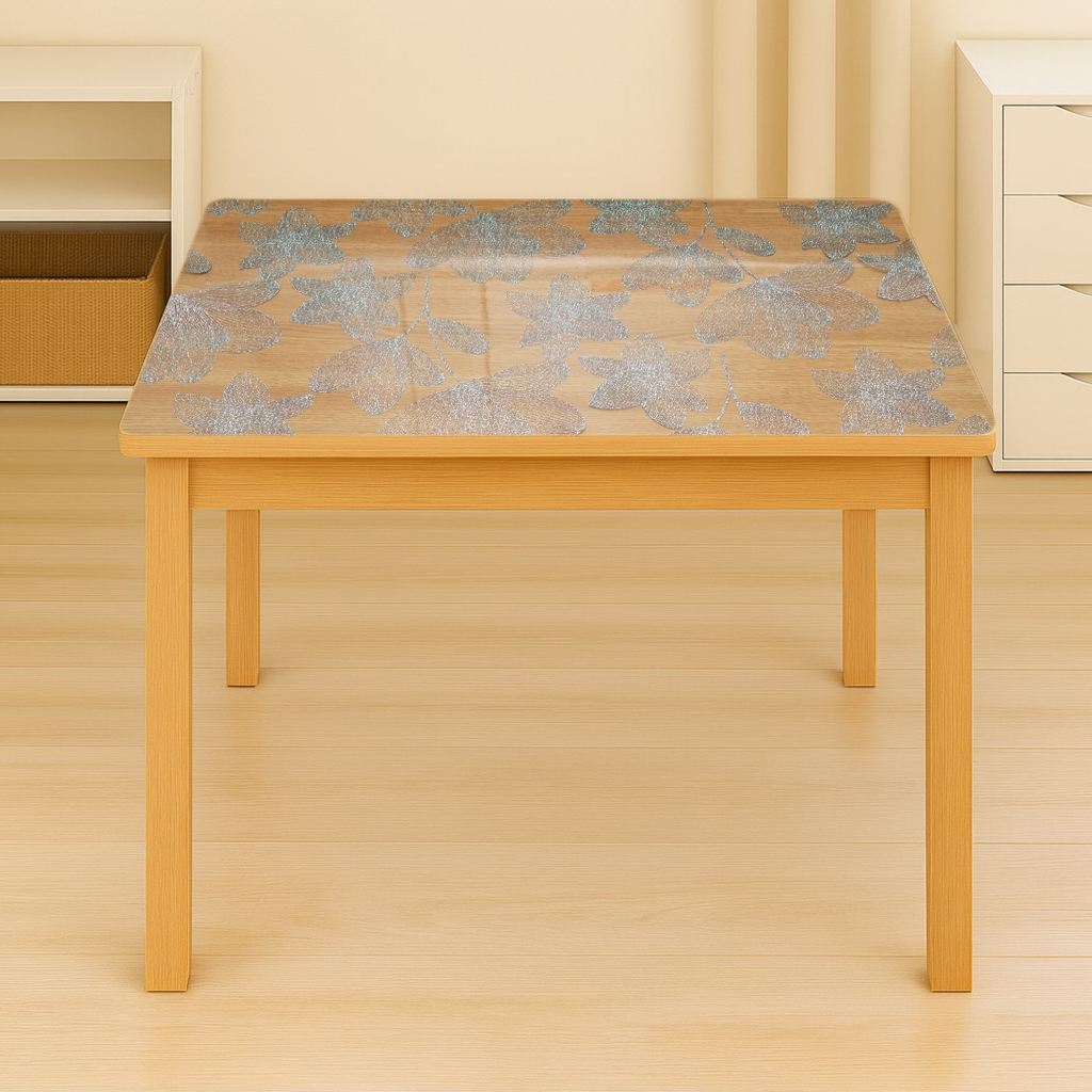 Folie protectie masa transparenta PVC siliconizat 100cm, grosime 1.2mm, model floral 20m/rola Breckner Germany - imagine 3