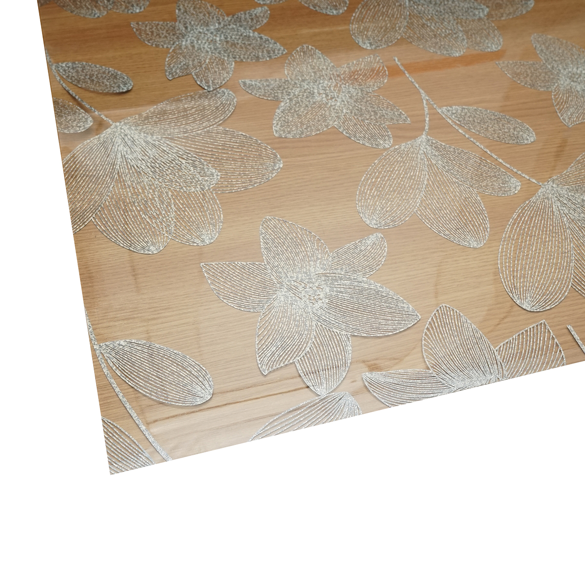 Folie protectie masa transparenta PVC siliconizat 100cm, grosime 0.8mm, model floral 20m/rola Breckner Germany - imagine 4