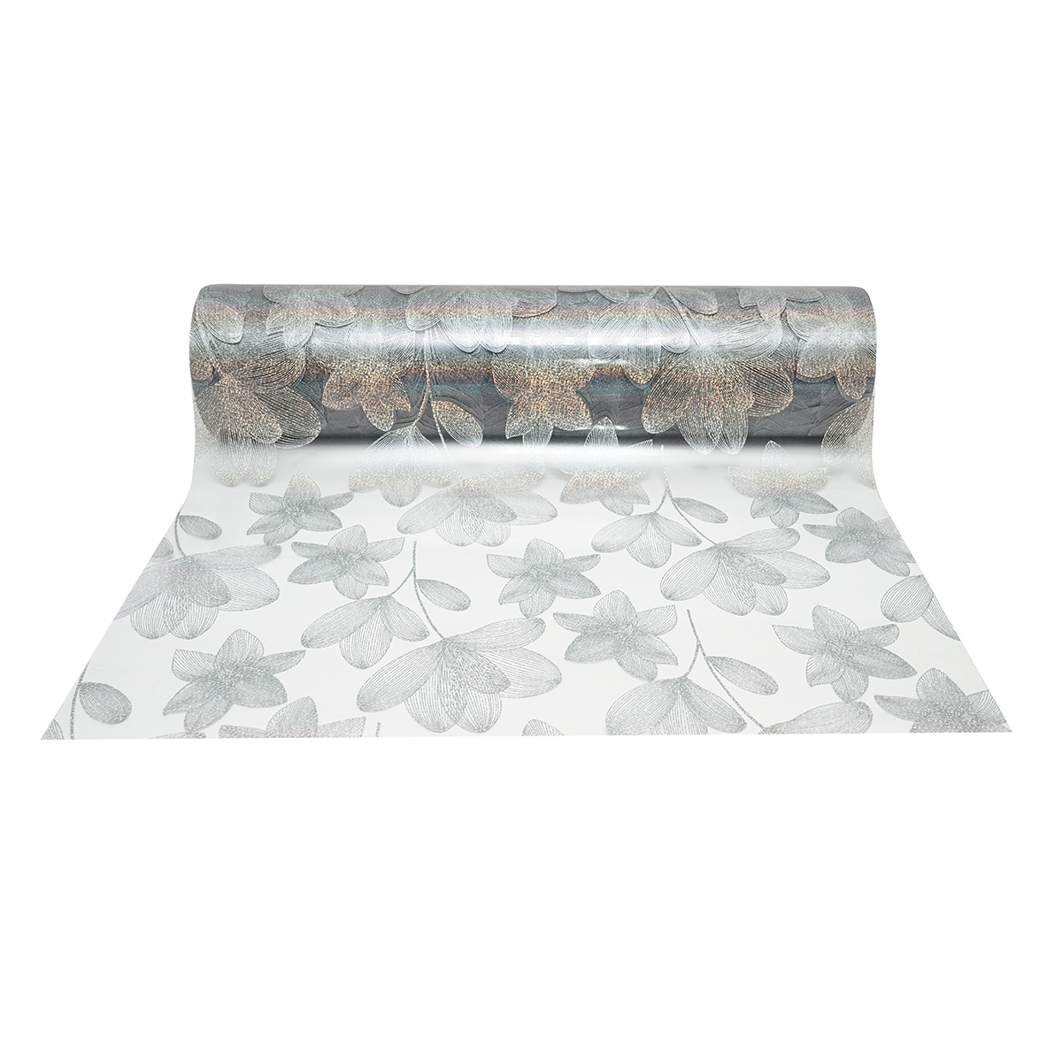Folie protectie masa transparenta PVC siliconizat 100cm, grosime 0.8mm, model floral 20m/rola Breckner Germany - imagine 2