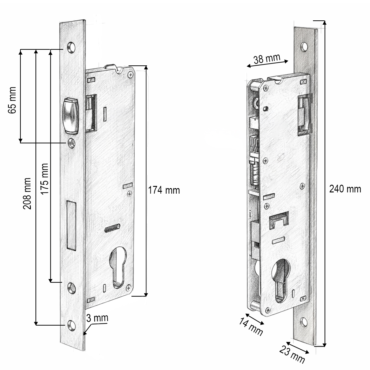 Broasca usa ingropata cu rola 38x174mm, placuta frontala 23x240mm, nichel satinat, suruburi incluse - imagine 4