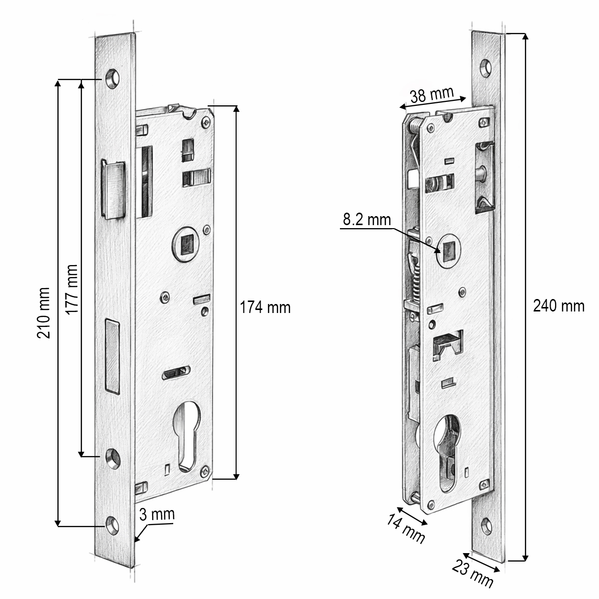 Broasca usa ingropata cu limba 38x174mm, placuta frontala 23x240mm, nichel satinat, suruburi incluse - imagine 4