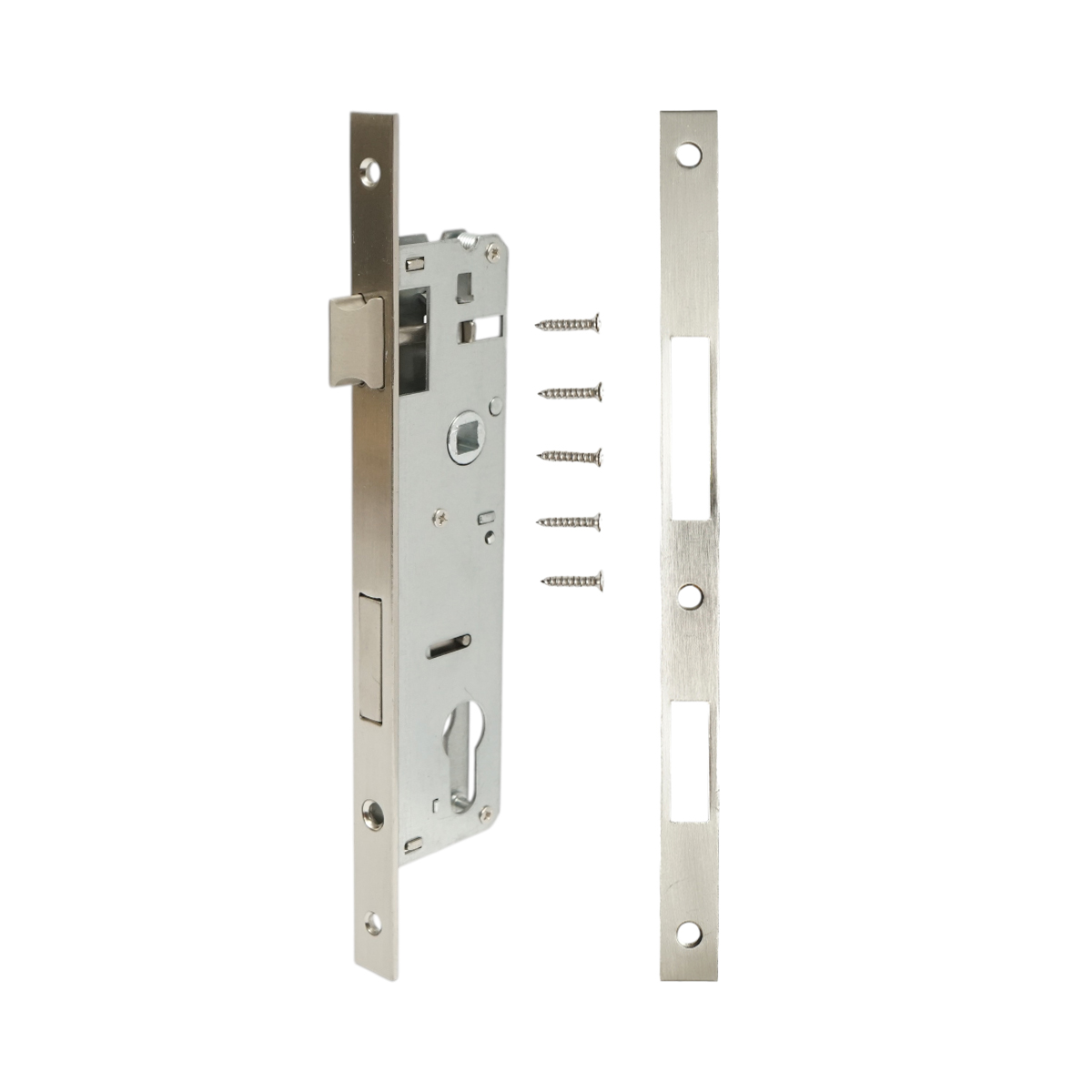 Broasca usa ingropata cu limba 43x174mm, placuta frontala 16x240mm, nichel satinat, suruburi incluse