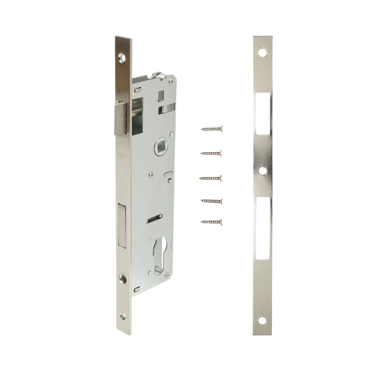 Broasca usa ingropata cu limba 48x174mm, placuta frontala 16x240mm, nichel satinat, suruburi incluse