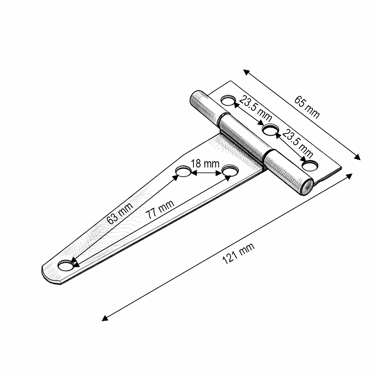 Balama poarta tip T 65x121mm, otel negru, suruburi incluse - imagine 3