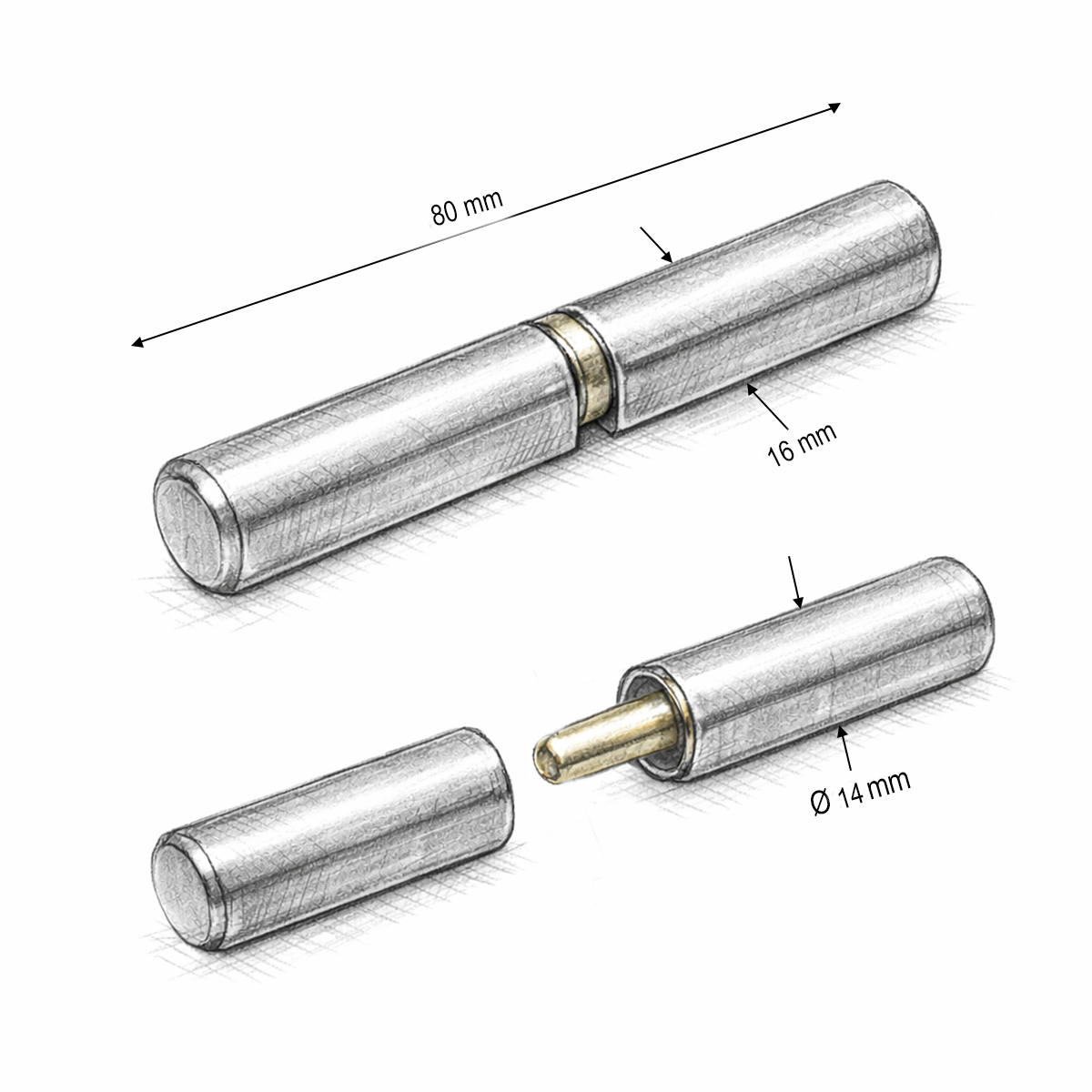 Balama sudabila poarta/usa 14x16x80mm - imagine 3