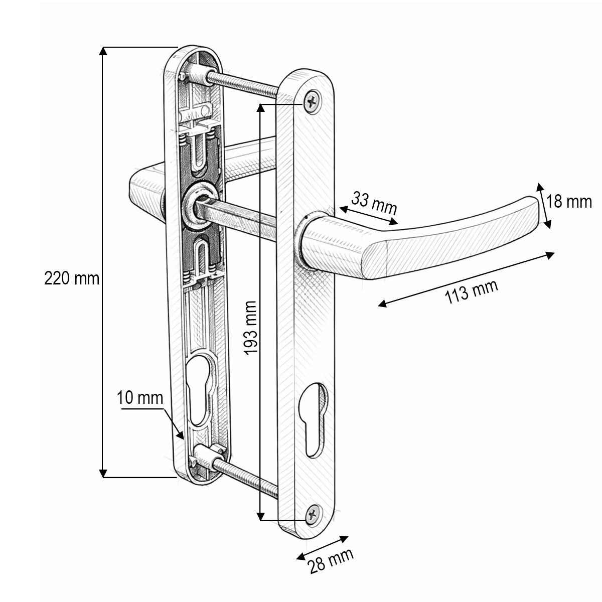 Set manere usa termopan PVC maro cu sild 28x220mm - imagine 3