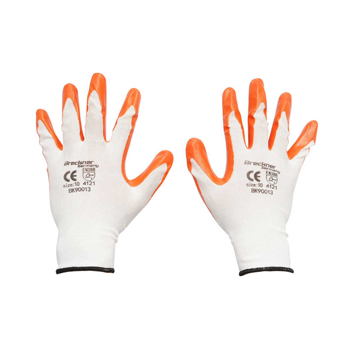 Manusi de lucru sintetice cauciucate alb-portocaliu marimea 10 Breckner Germany - imagine 2