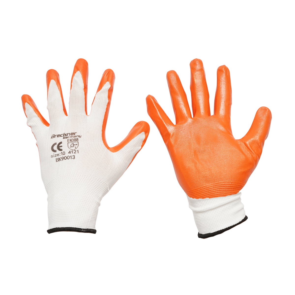 Manusi de lucru sintetice cauciucate alb-portocaliu marimea 10 Breckner Germany