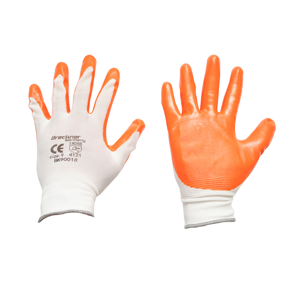 Manusi de lucru sintetice cauciucate alb-portocaliu marimea 9 Breckner Germany