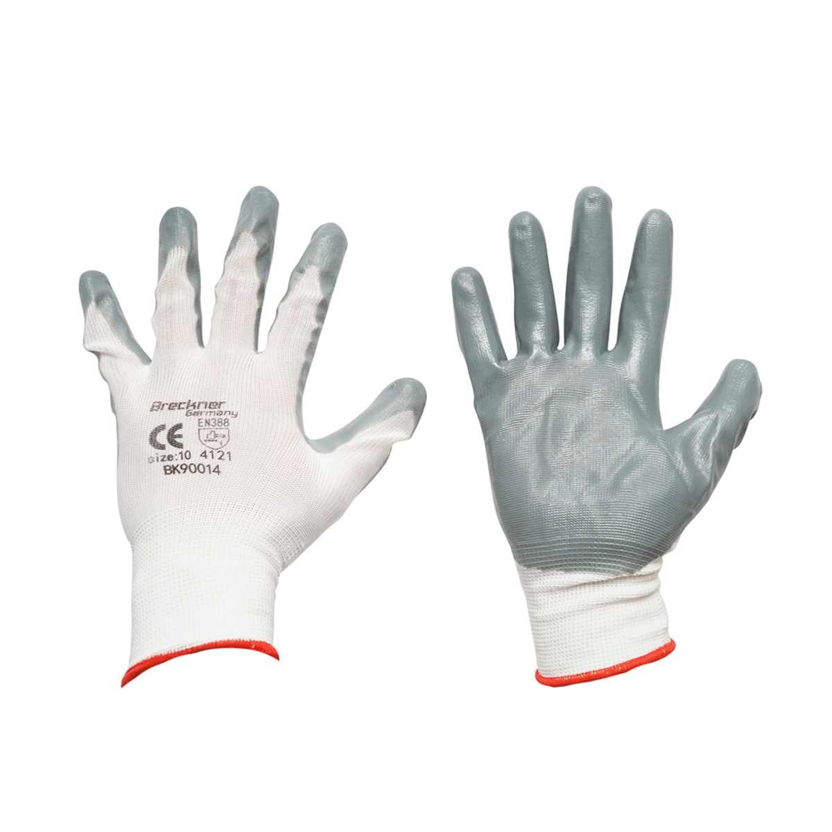 Manusi de lucru din bumbac alb-gri marimea 10 Breckner Germany
