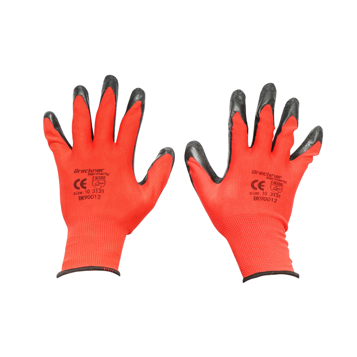 Manusi de lucru sintetice cauciucate negru-rosu marimea 10 Breckner Germany - imagine 2