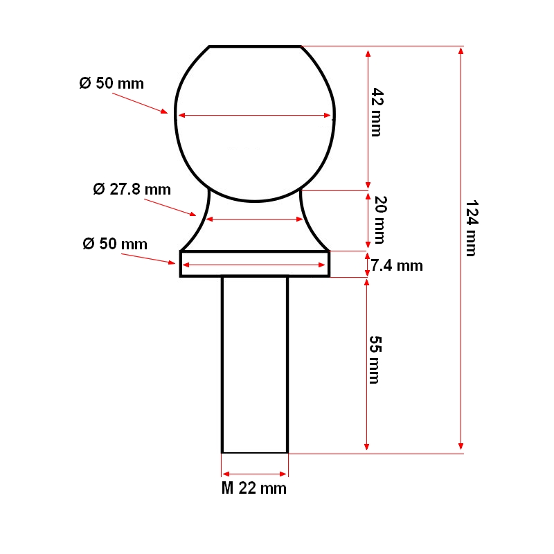 Nuca cui remorcare cu filet M22 50x55mm - imagine 4