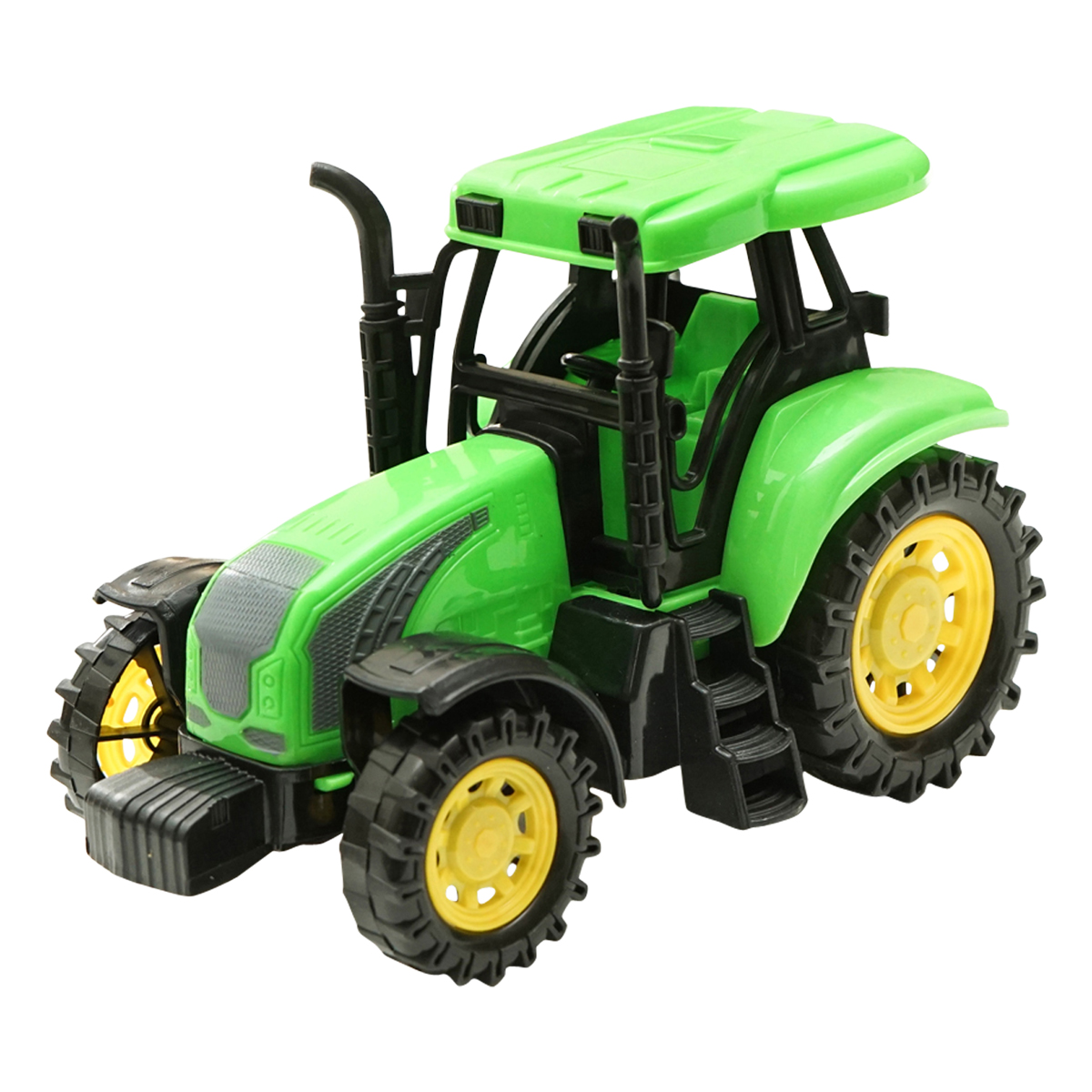 Camion galben cu detalii autentice de tip trailer pe baterii impreuna cu tractor verde de jucarie - imagine 9