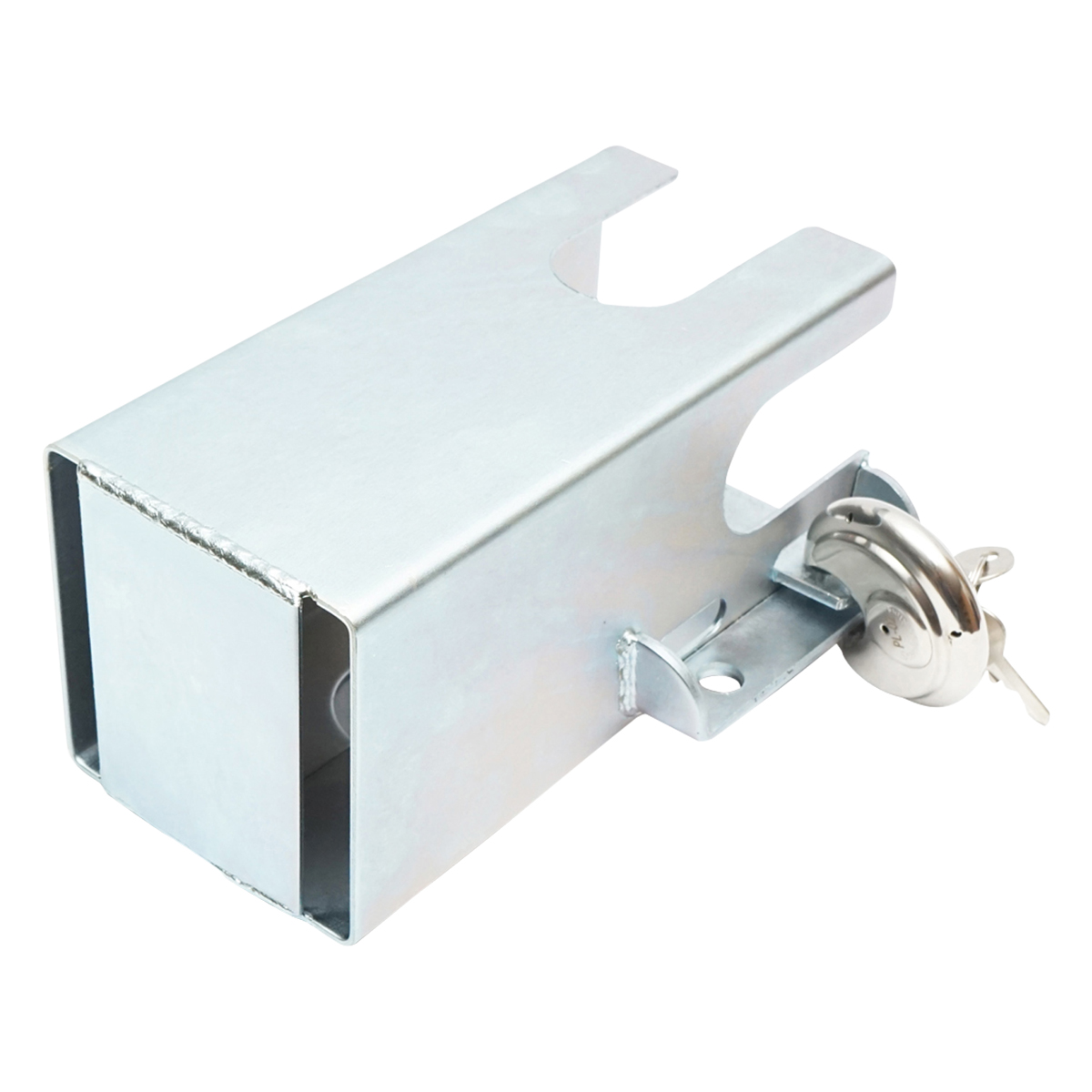 Blocaj antifurt metalic inoxidabil cu doua chei, 110x110x217mm pentru cupla remorcare Breckner Germany - imagine 2