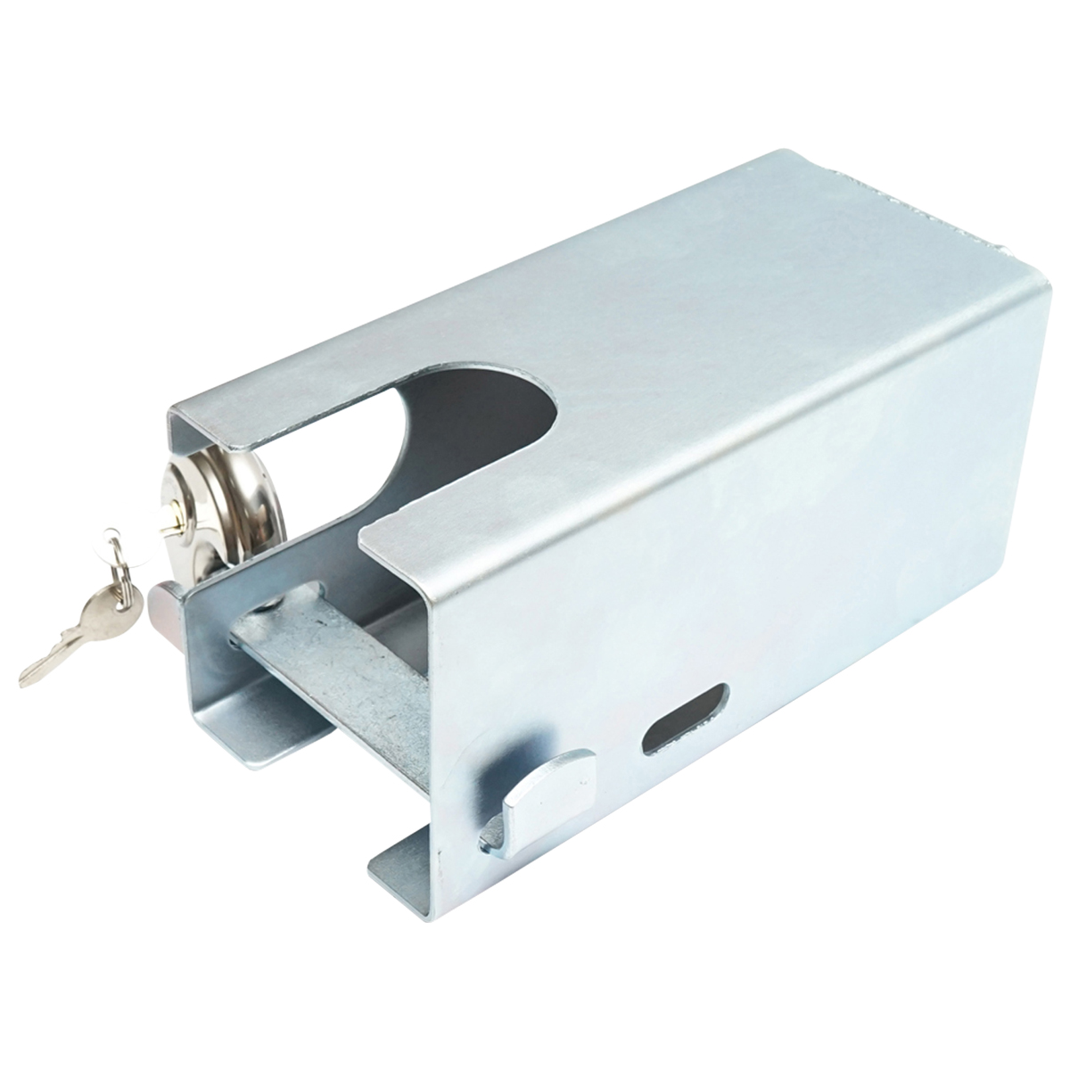 Blocaj antifurt metalic inoxidabil cu doua chei, 110x110x217mm pentru cupla remorcare Breckner Germany - imagine 3