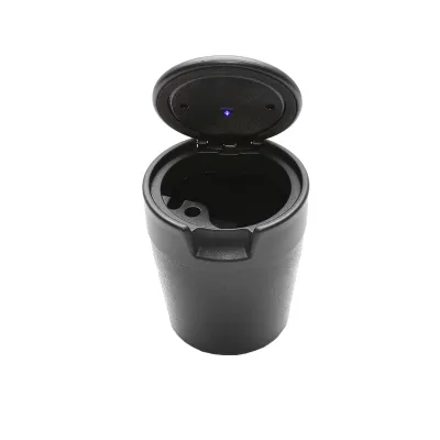 Scrumiera auto universala neagra cu lumina albastra LED - imagine 2